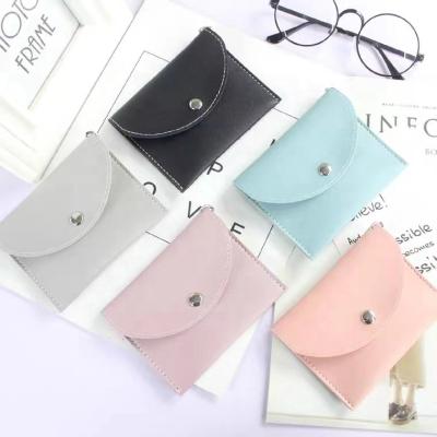 China High Quality Recycled Leather Button Pouch Organizer Mini Portable PU Money Holder Coin Change Organizer Eco-friendly Promotion Gift for sale