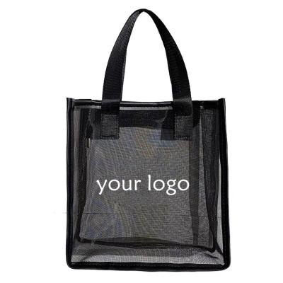 China Fashion Portable Foldable Small Thick Nylon Mesh Tote Bag Mobile Phone Gift Shopping Promotional Bag With Custom Printing Logo for sale