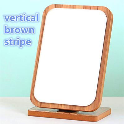 China New Fashion Convenient Design Color Mirror Makeup Tools Portable Folding Single Side Cosmetic Mirror Wooden Table Desk Mirror for sale