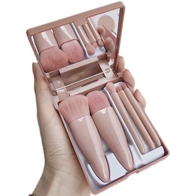 China Wholesale 5pcs Silky Soft Travel Portable Mini Size Mirror Case Makeup Pink Foldable Reading Brush With Mirror for sale