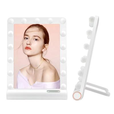 China Lighted Vanity Mirror Hollywood Style Makeup Mirror with Led Light 15 Dimmable Bulbs for Tabletop Dressing Room or Wall Mounted for sale