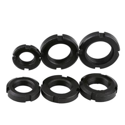 China Heavy Industry M8 DIN 1804 Black Round Slotted Carbon Steel Nut for sale