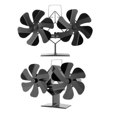 China Hotel Aluminum Twin Motor 12 Blades Stove Eco Fan Portable Heat Operated Wood Exhaust Fan and Fireplace Fan for sale