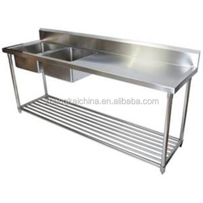 China Large Size Metal Kitchen Stainless Steel Work Table With Hand Wash Sink for sale