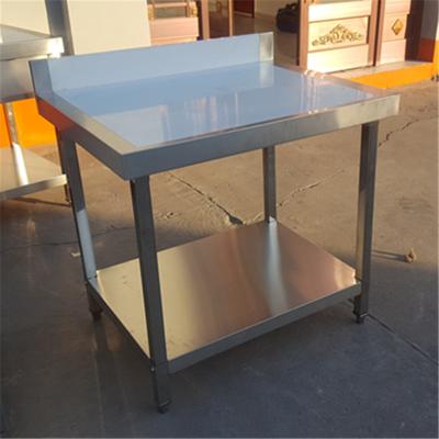 China Easily Assemble Industrial Kitchen 2 Layers Brushed Work Top Stainless Steel Table Steel for sale