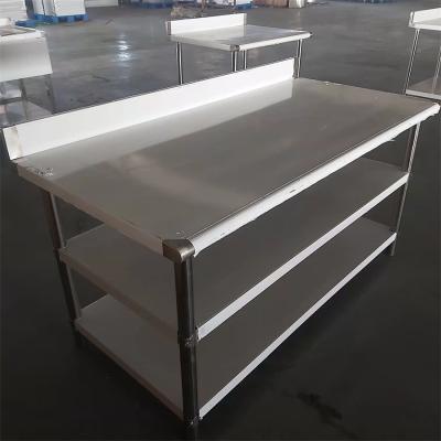 China Commercial Restaurant Kitchen Hotel Kitchen Stainless Steel Work Bench 3 Layers Prep Table Food Cooking Benches Standard Sizes for sale