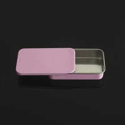 China OEM Recyclable Custom Printed Mini Small Pink Rectangle Lip Balm Slide Empty Top Container Tin Cans for sale