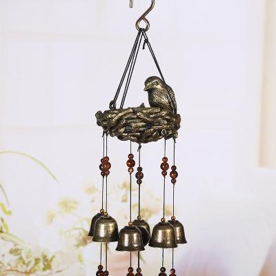 China Outdoor Decoration Bird Garden China Metal Pendant Bird's Nest Bird's Nest Wind Rings Bell Pendant Copper Brass Wind Chimes for sale