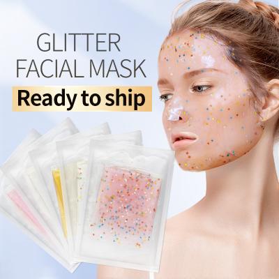 China Star Facial Organic Crystal Pink Glitter Collagen Sheet Moisturizer Maker Skin Face Care Spark Mask Mask for sale