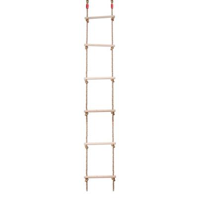 China High Quality Eco-friendly 6 Step Climb Double Head Ladder Kids Wood Ladder Outdoor Rope Ladder for sale