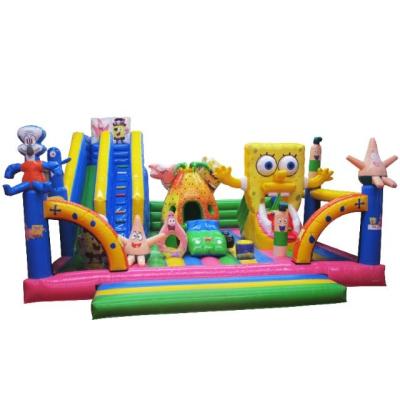 China New PVC Safety Big Bounce Castle Funny Inflatable Trampoline With Summer Outdoor Inflatable Water Slide With Blower For Kids for sale