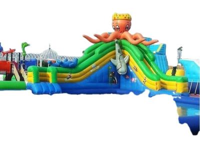 China New Design Theme Park+museum+game center inflatable bouncer playground bouncer water house slide kids bouncy castles for sale for sale