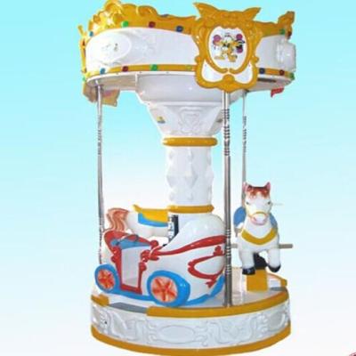 China Small Happy Glass Reinforced Plastic Coin Operated Carousel Fairground Vanishes Children 3 Seats Round Carousel For Kids for sale