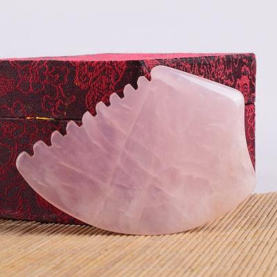 China Quartz Gua Sha Jade Set Facial Face Massage Rodillo De Jade Gua Sha With Box Rose Quartz Crystal Stone Strawberry Pink Body Green for sale