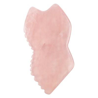 China Custom Made Scraping Massage Rose Quartz Stone Guasha Tool Irregular Shape Body Gua Sha Spoon Gua Sha For Face Lifting for sale