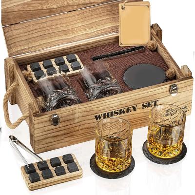 China Nice Gift Whiskey Coolers Stainless Steel Rock Metal Sustainable Cold Ice Cube Wooden Gift Box for sale