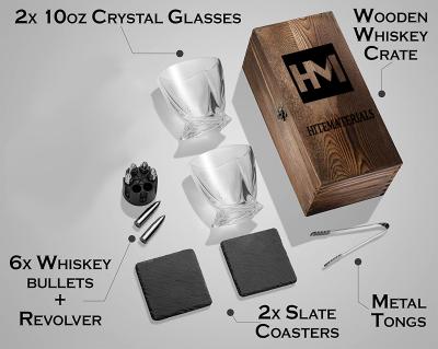 China Popular Reusable Viable Ice Cube The Whiskey Fridge Rocks Whiskey Cooling Stone Wooden Gift Box Set for sale