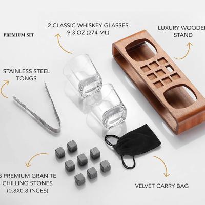 China Viable Popular Whiskey Stones Glasses Set Whiskey Rocks Granite Whiskey Cubes Bar Cooling Accessories for sale