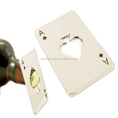 China New Viable Playing Card Ace of Spades Bottle Opener Stainless Steel Corkscrew Poker Beers for sale