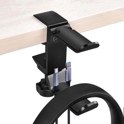 China Adjustable Desk Mount Headphone Hanger 60mm 360 Degree Rotation for sale