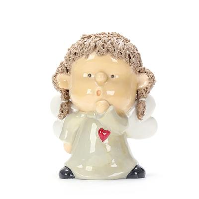 China art & Cute Collectible Ceramic Angel Painted Girl Ornament Women Statue Sculpture for sale