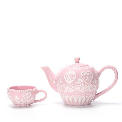 China New Trend Good Price Ceramic Pink Chinese Customized Issachar Tea Cup Sets for sale