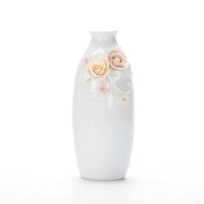 China Gens Art Fashionable and Small Elegant White Flower Ceramic Vase, Porcelain White Vase for Home Decor for sale