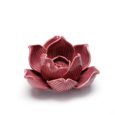 China Home Decoration Highly Welcomed Beautiful Decorative Ceramic Flower Candlestick for sale