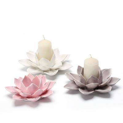 China Beautiful Decorative Home Decoration Ceramic Flower Tealight Novelty Candlestick for sale