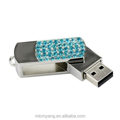 China Bracelet Wedding Keepsakes Jewel Swivel USB Flash Drive Crystal Diamond Diamond Branded USB Pen Drive for sale