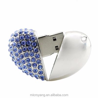 China Bracelet Heart Crystal USB Promotion USB Flash Drive Led Light Crystal Turn USB Flash Engraved Logo for sale