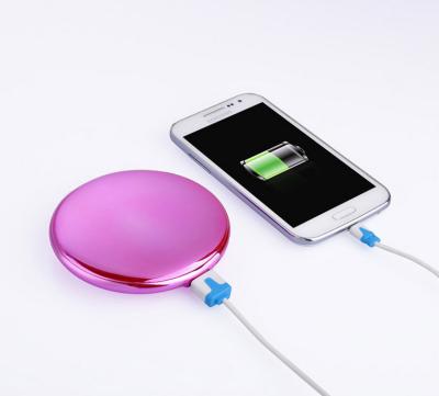 China Fashion Nice Private Phone Charger Round Hand Mirror Power Bank 5000mah For Girls Cosmetic 7000mah Power Bank for sale