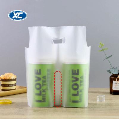 China Two Plastic Packaging Transparent Customized Take Away Bag Disposable Beverage Cups for sale