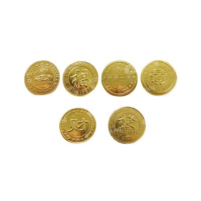 China Aluminum Foil Roll Food Grade Gold Coin Color Embossed Foil Chocolate Wrapper for sale