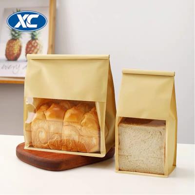 China Square Bottom Gusset Brown Maker Clear Window Biodegradable Bag Fashion Wrapping Bread Paper Packaging for sale