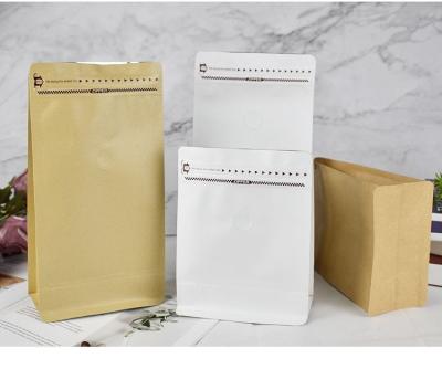 China Barrier White / Brown Eco Friendly Plastic Kraft Zipper One Way Valve Coffee Bag for sale