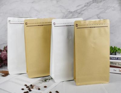 China 16oz Kraft Barrier Paper Zipper Aluminum Foil Laminated Flat Bottom Valve Coffee Bag for sale