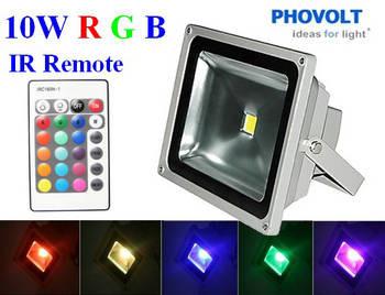 China Epistar LED Floodlighting, 10W RGB Outdoor LED Flood Lighting With IR and RF Remote Controller for sale