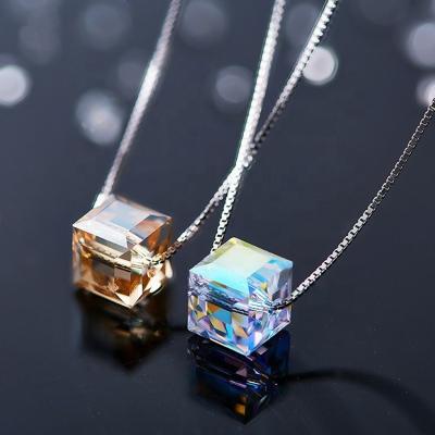 China FASHIONABLE Rubik's Cube Necklace Crystal Pendant Jewelry Specialized Custom Necklace For Women for sale