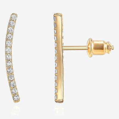 China CLASSIC Charm Curved Bar Jewelry Gold Plated Copper Crystal Stud Earrings For Women for sale