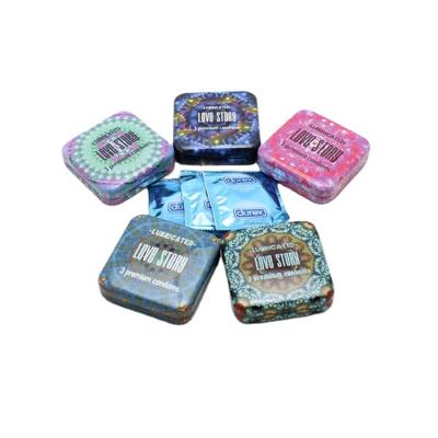 China Small Materials Metal Tin Boxes / Recycled Condom Tin Box / Mint Tin Box for sale