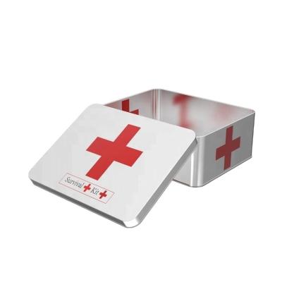 China Coffee Canister Wholesale Metal Rectangular Tinplate Household First Aid White Canister for sale