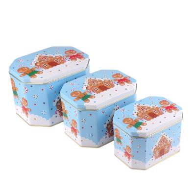 China Promotional Custom Christmas Food Metal Box Empty Cookie Tin Boxes for sale