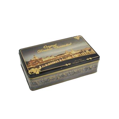 China Large Rectangular Biscuit Food Grade Metal Tin Box For Butter Cookies Biscuit Pack for sale