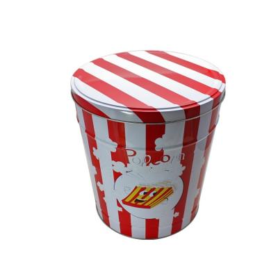 China 1.0/2.0/3.5/6.5 Gallon Metal Popcorn Around Food Grade Tin Bucket Empty Packing Popcorn for sale