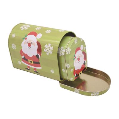 China Gift & Craft Christmas Mail Boxes Candy Tin Box Decoration Metal Mailbox Christmas Gift Tin With Flag for sale