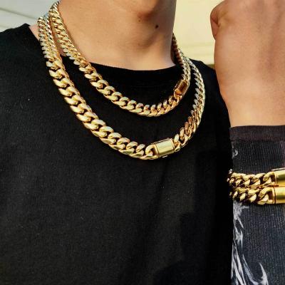 China Wholesale Custom Fashion Length Mens 18K Gold 316 Type Titanium Stainless Steel Hip Hop Chains Necklace for sale