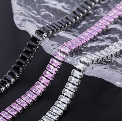 China 50cm Length Punk Women Black CZ Zircon Zircon Tennis Stainless Steel Necklace for sale