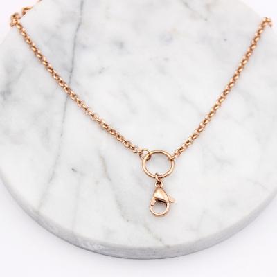 China Other 18K Rose-gold Plated Stainless Steel Round Pearl Pendant Necklace With Titanium Steel Jewelry Chain for sale