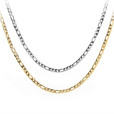 China TRENDY Women Jewelry 14K 18K Gold Plated Filled Stainless Steel Link Chain Necklace FIgaro for sale